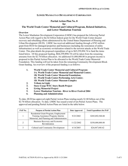 Partial Action Plan No. 8 for the World Trade Center Memorial And