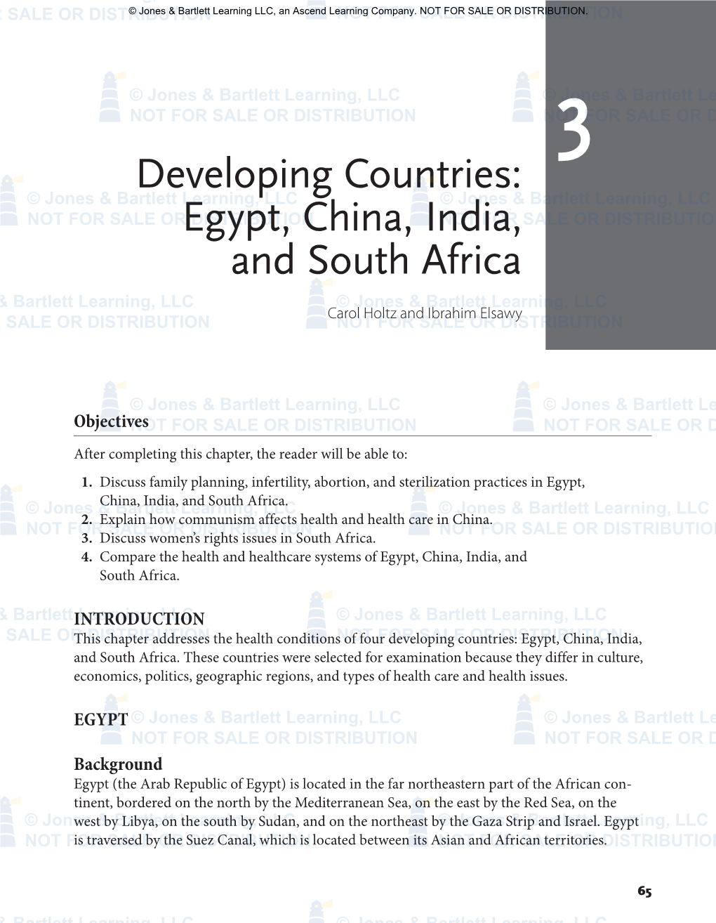 Developing Countries: Egypt, China, India, and South Africa