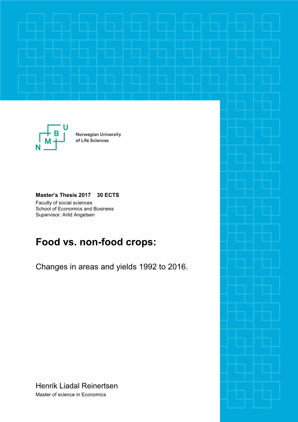 Food Vs. Non-Food Crops