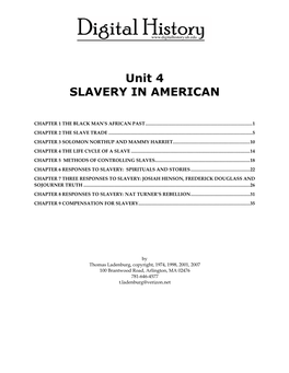 Unit 4 SLAVERY in AMERICAN