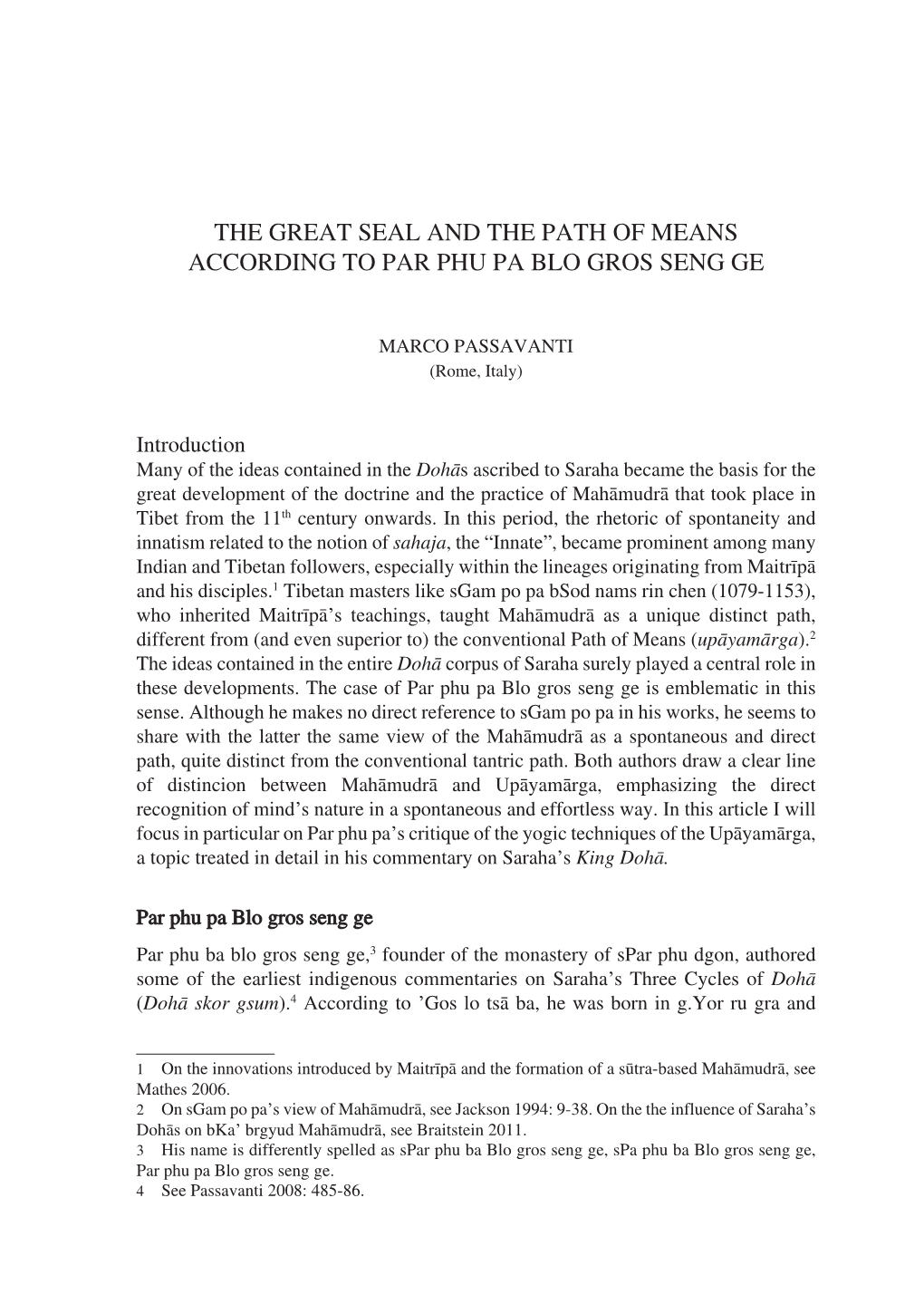 The Great Seal and the Path of Means According to Par Phu Pa Blo Gros Seng Ge