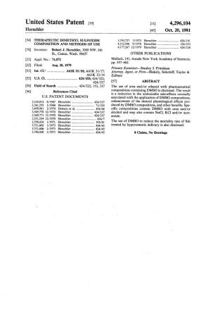United States Patent (19) 11) 4,296,104 Herschler 45) Oct