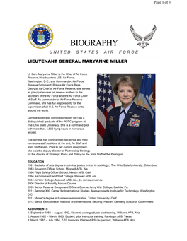 Lieutenant General Maryanne Miller United States Air