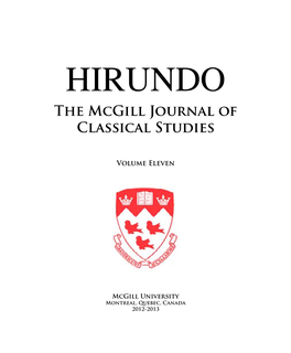 HIRUNDO the Mcgill Journal of Classical Studies