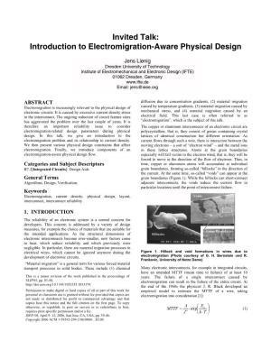 Invited Talk: Introduction to Electromigration-Aware Physical Design
