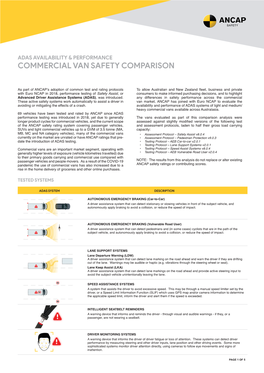 Commercial Van Safety Comparison