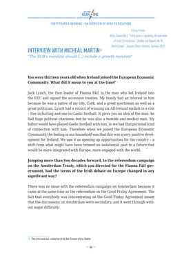 INTERVIEW with MICHEÁL MARTIN13 "The ECB's Mandate Should (...) Include a Growth Mandate"
