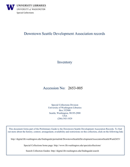 2653-005 Downtown Seattle Development Association Records Inventory Accession No