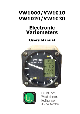 VW1000/VW1010 VW1020/VW1030 Electronic Variometers
