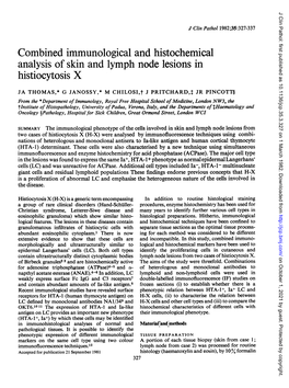 Combined Immunological and Histochemical Analysis of Skin and Lymph Node Lesions in Histiocytosis X