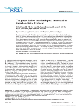 The Genetic Basis of Intradural Spinal Tumors and Its Impact on Clinical Treatment