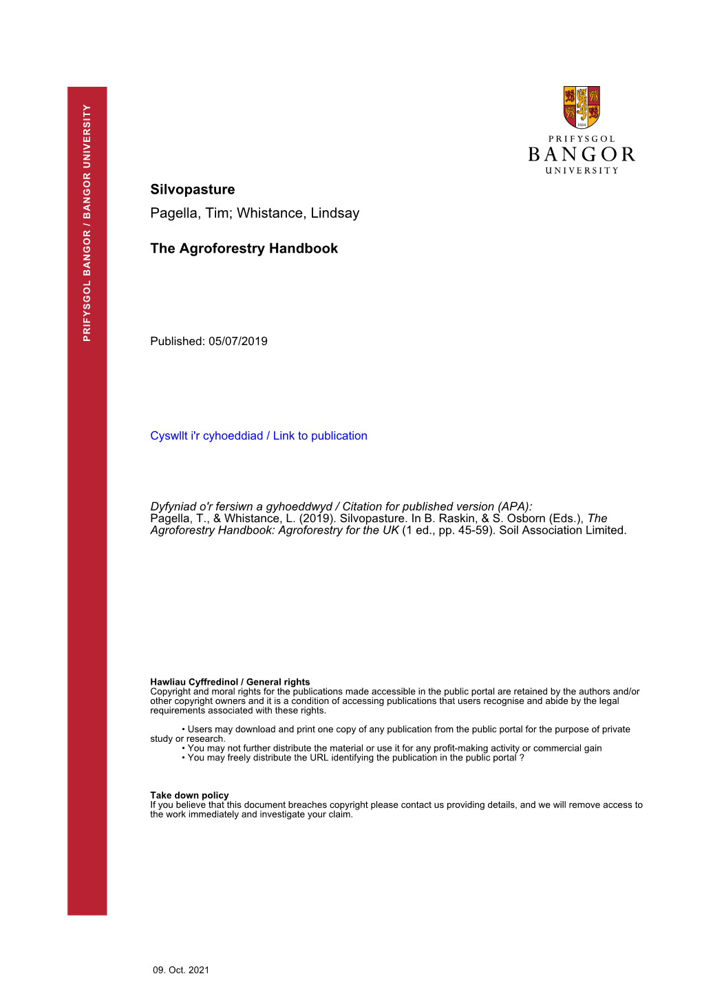 Whistance, Lindsay the Agroforestry Handbook