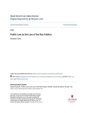Public Law As the Law of the Res Publica