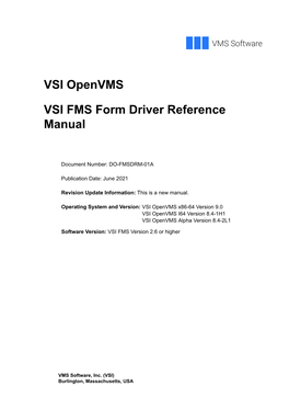 VSI FMS Form Driver Reference Manual