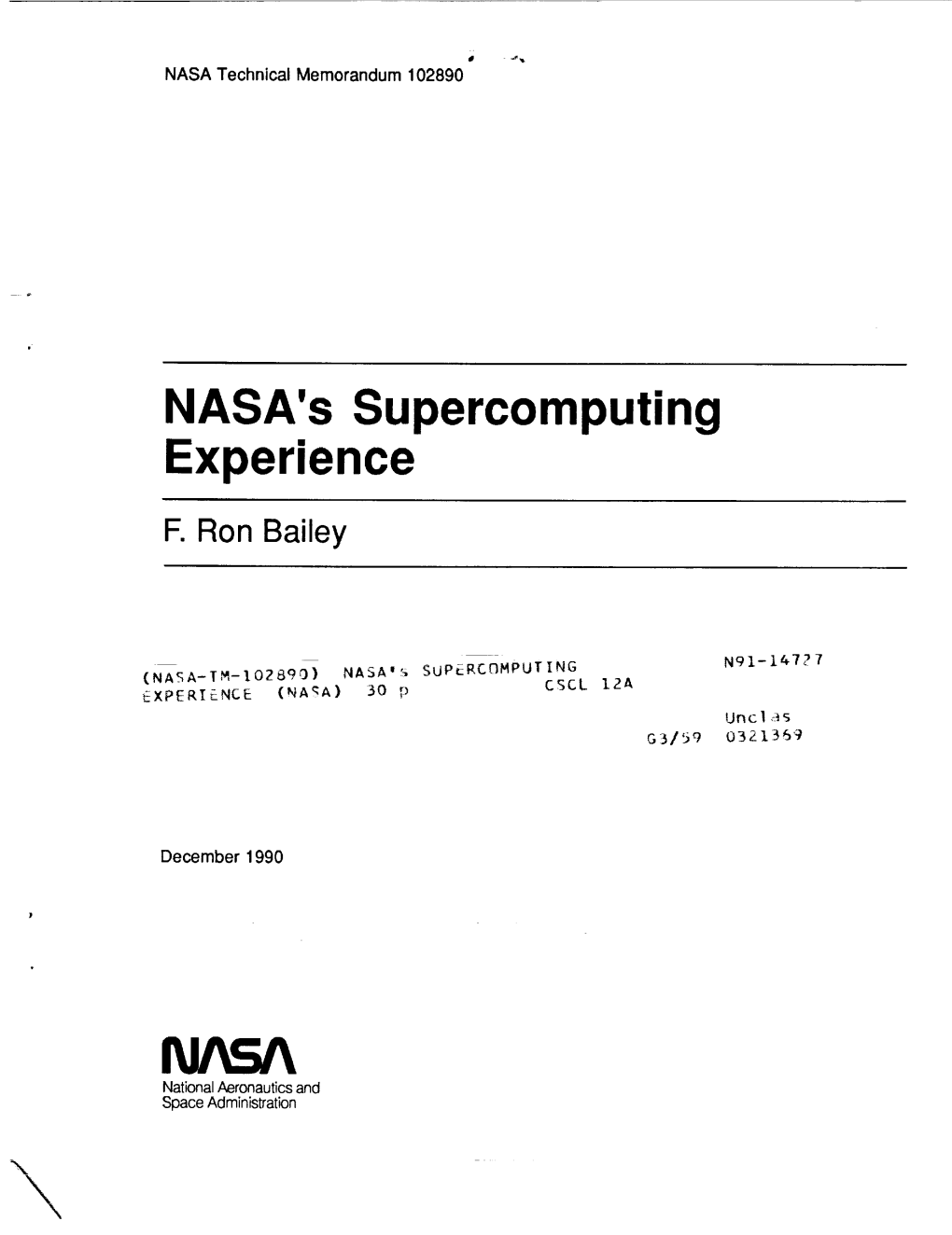 NASA's Supercomputing Experience