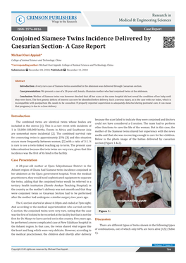 Conjoined Siamese Twins Incidence Delivered by Caesarian Section- a Case Report