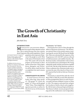 The Growth of Christianity in East Asia John Mark Terry