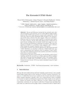 The Extended UTXO Model