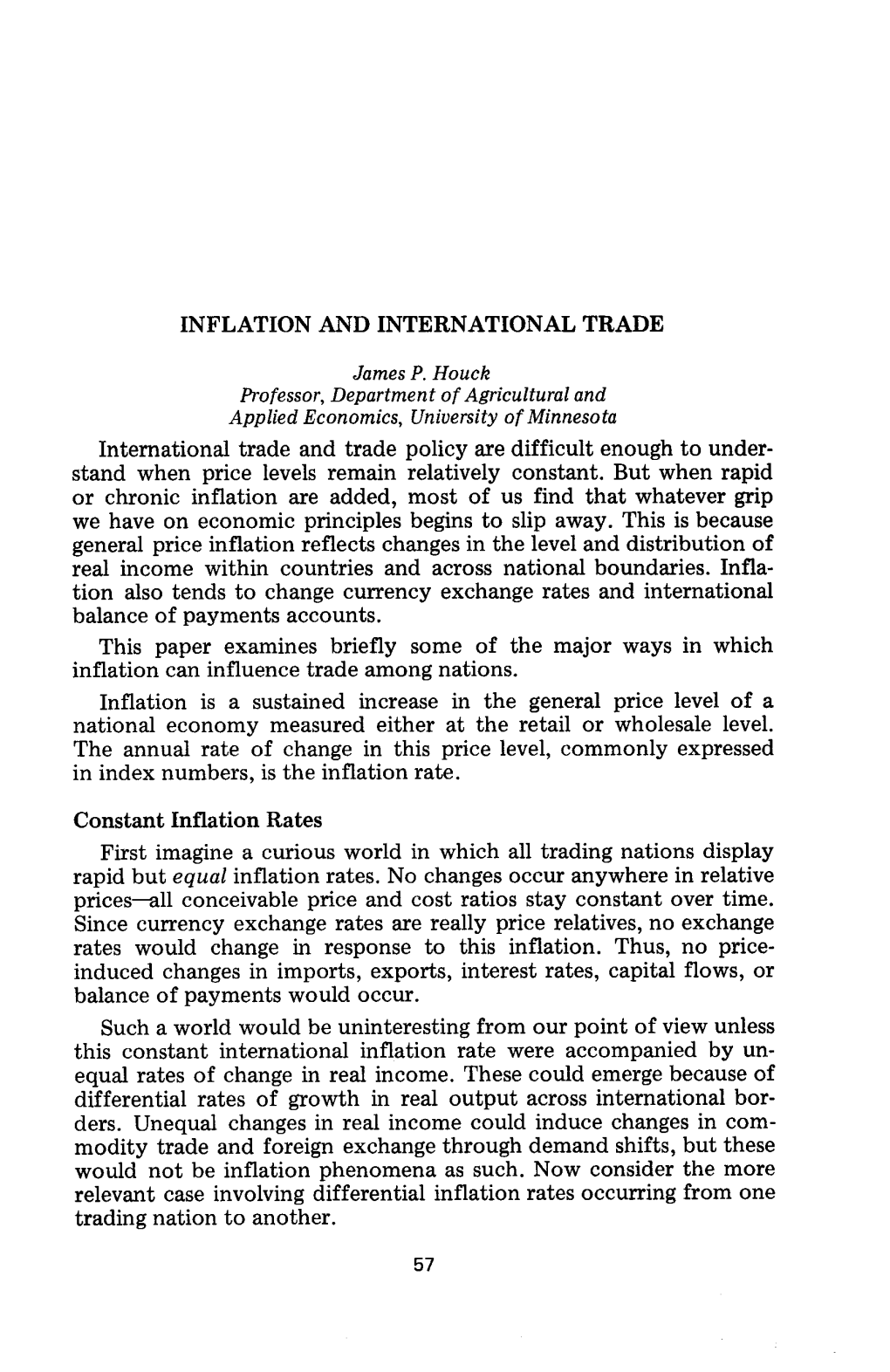 Inflation and International Trade