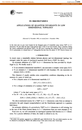 Applications of Quantum Invariants in Low Dimensional Topology