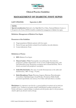 Management of Diabetic Foot Sepsis