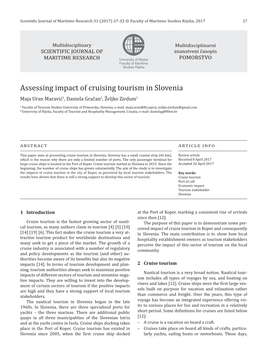 Assessing Impact of Cruising Tourism in Slovenia