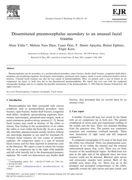 Disseminated Pneumocephalus Secondary to an Unusual Facial Trauma