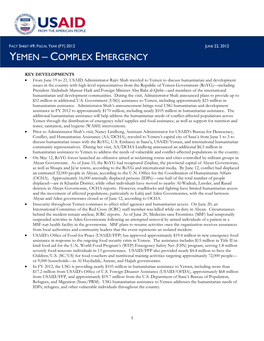 06.22.12-USAID-DCHA Yemen Complex Emergency