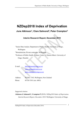 Nzdep2018 Index of Deprivation