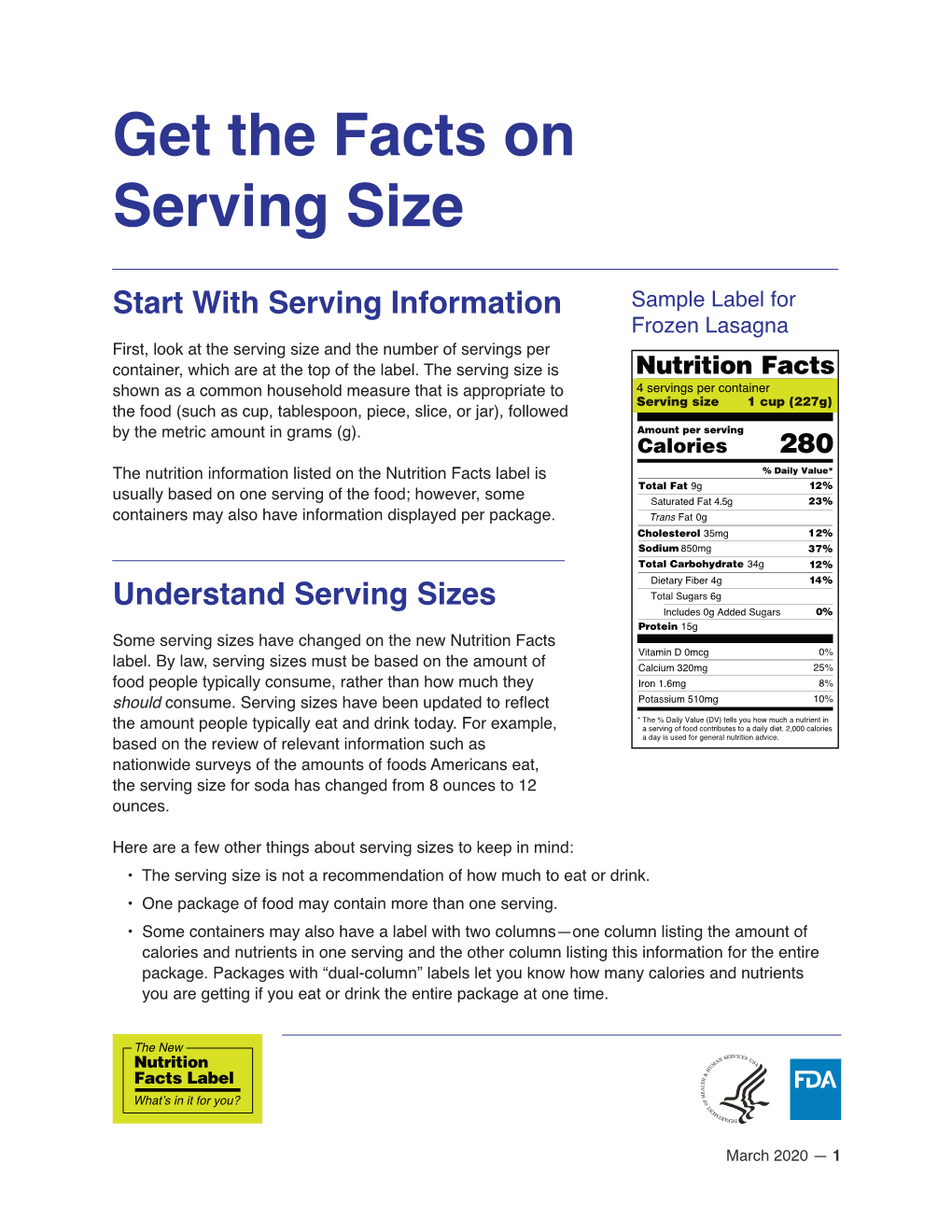 Get the Facts on Serving Size