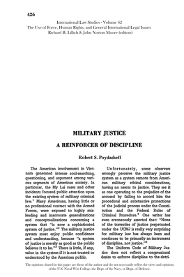 Military Justice a Reinforcer of Discipline