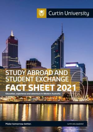 FACT SHEET 2021 Education, Experience and Adventure in Western Australia