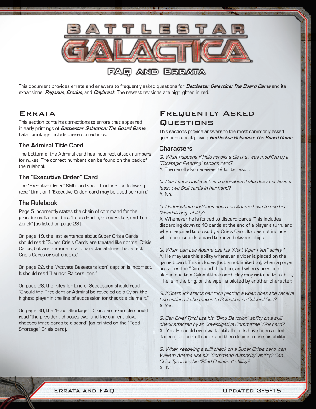 FAQ and Errata