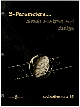 S-Parameters... Circuit Analysis and Design