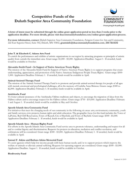 Competitive Funds of the Duluth Superior Area Community Foundation