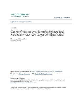 Genome Wide Analysis Identifies Sphingolipid Metabolism As a New Target of Valproic Acid" (2016)