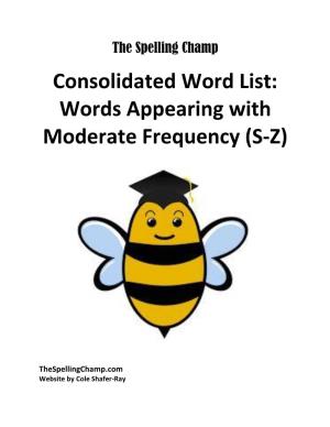 Consolidated Word List: Words Appearing with Moderate Frequency (S-Z)