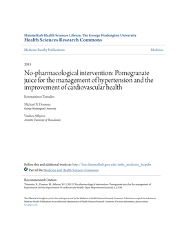 Pomegranate Juice for the Management of Hypertension and the Improvement of Cardiovascular Health Konstantinos Tzimalos