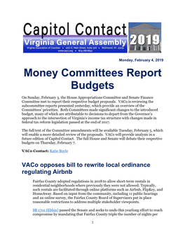 Money Committees Report Budgets