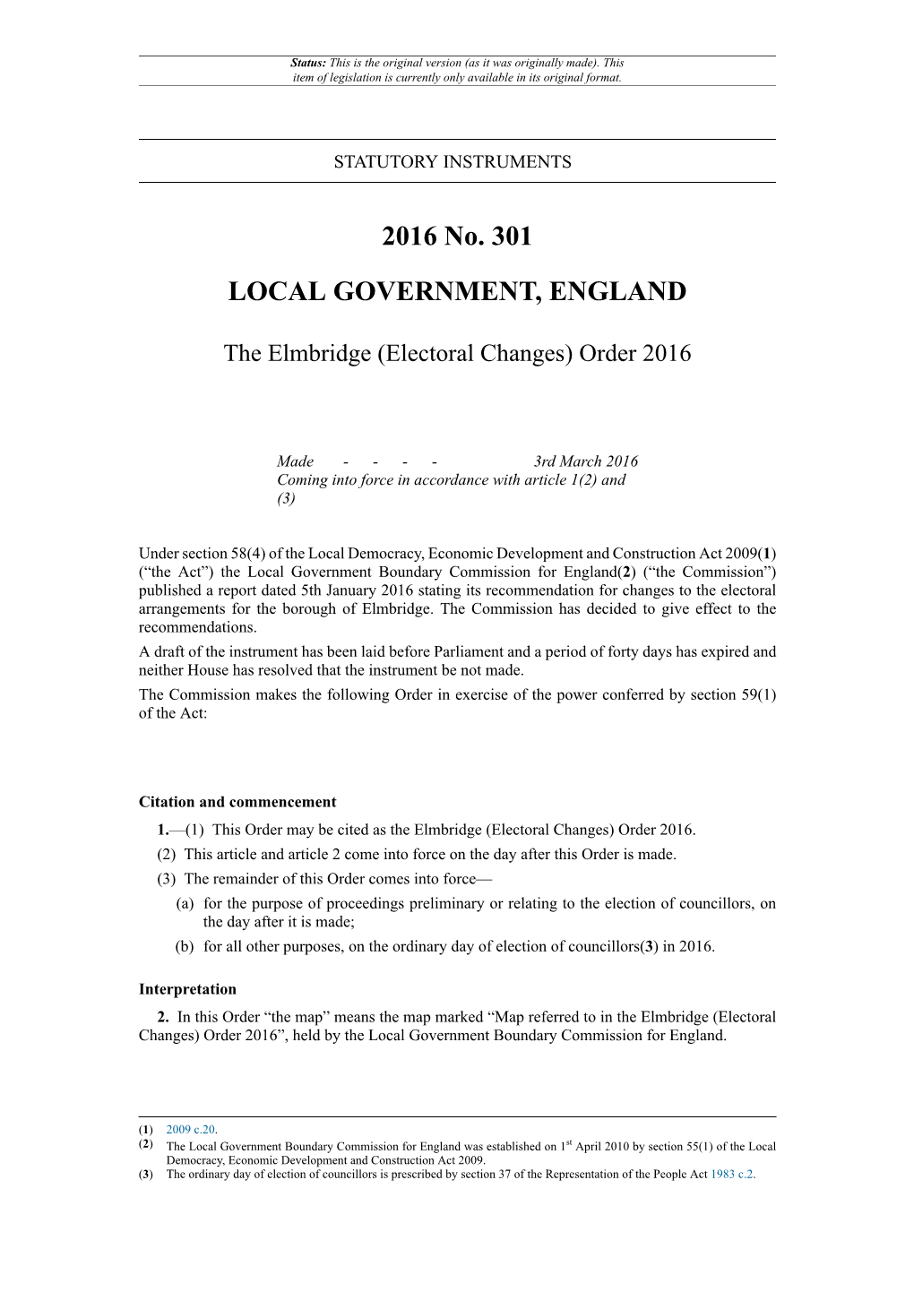 The Elmbridge (Electoral Changes) Order 2016