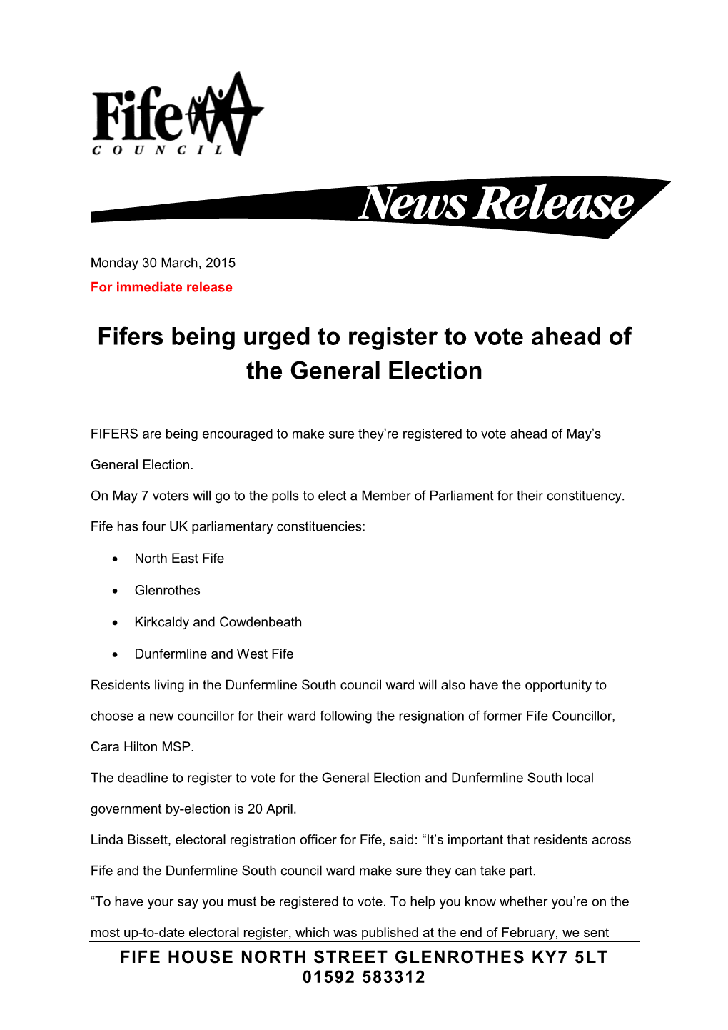 Fifers Being Urged to Register to Vote Ahead of the General Election