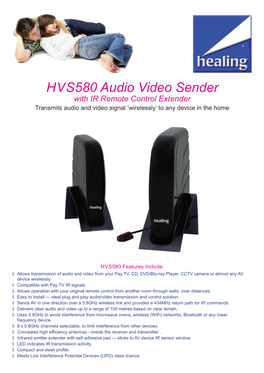HVS580 Audio Video Sender with IR Remote Control Extender Transmits Audio and Video Signal ‘Wirelessly’ to Any Device in the Home