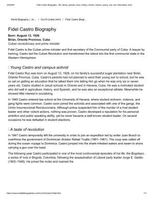 Fidel Castro Biography - Life, Family, Parents, Story, History, School, Mother, Young, Son, Old, Information, Born