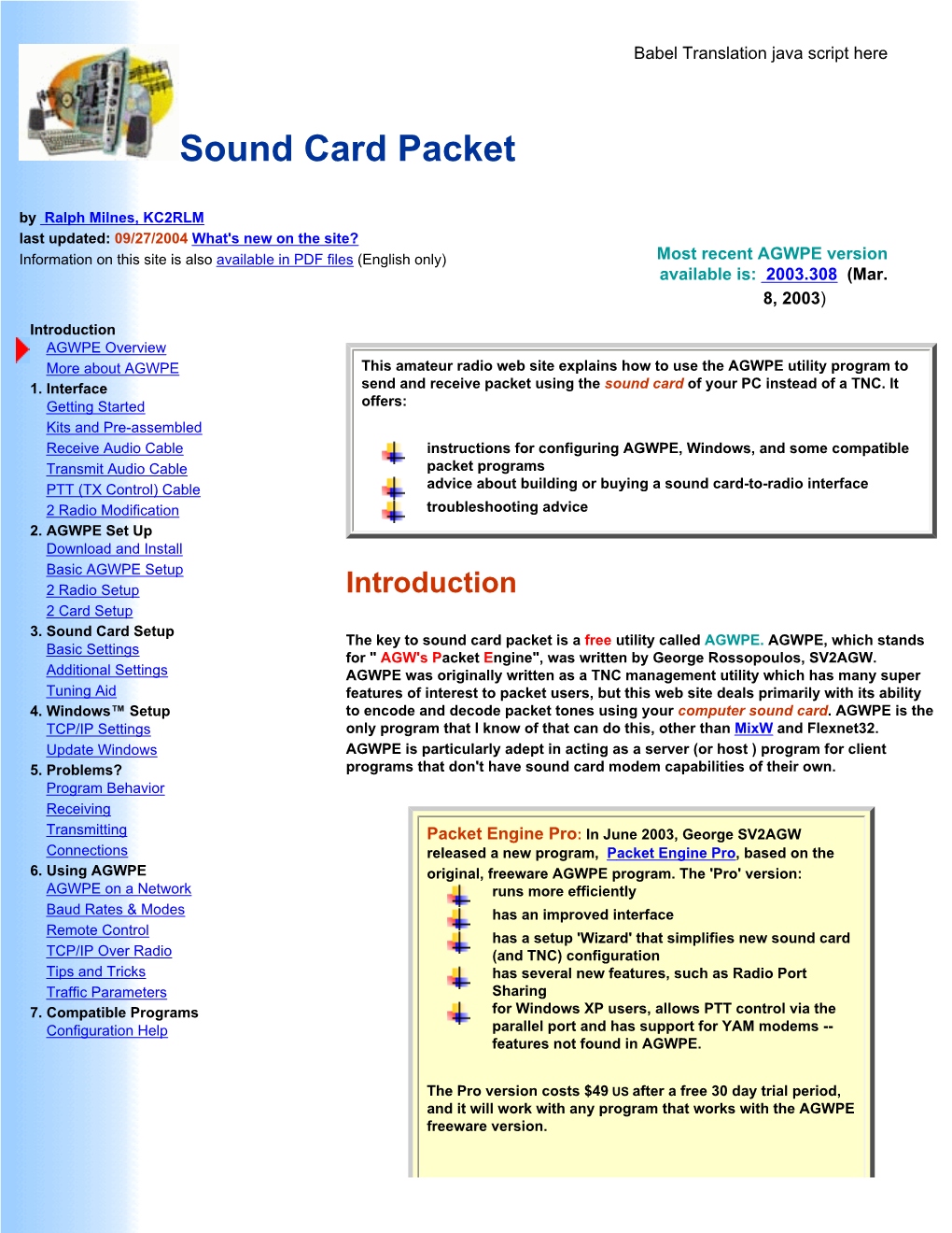 Sound Card Packet