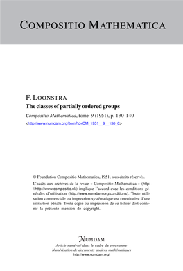 The Classes of Partially Ordered Groups Compositio Mathematica, Tome 9 (1951), P
