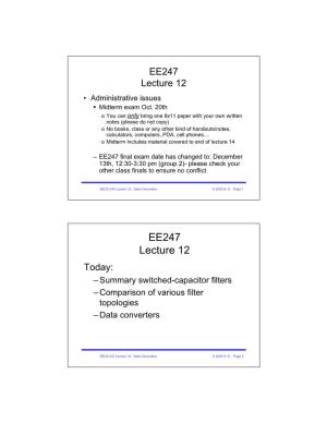 EE247 Lecture 12 • Administrative Issues § Midterm Exam Oct