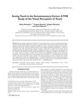 Seeing Touch in the Somatosensory Cortex: a TMS Study of the Visual Perception of Touch