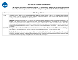 2020 and 2021 Baseball Rules Changes