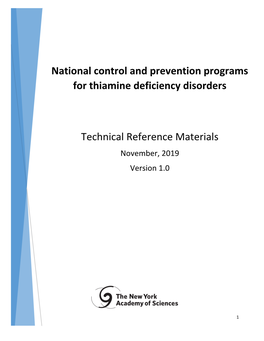 National Control and Prevention Programs for Thiamine Deficiency Disorders