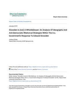 A Whistleblower: an Analysis of Ideographs and Anti-Democratic Rhetorical Strategies Within the U.S